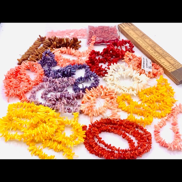 Other - Huge lot dyed coral beads colorful branches sticks